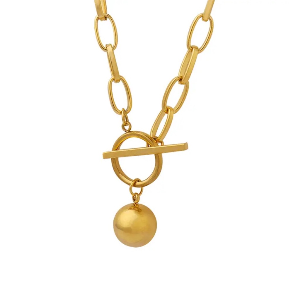 Gold Toggle Clasp Paperclip Necklace Stainless Steel Chunky Choker Waterproof